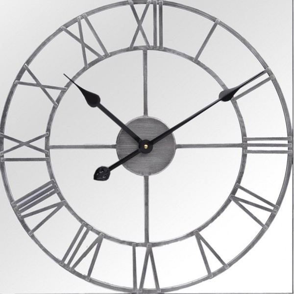 Grey Framed Mirrored Wall Clock Yorkshire, UK United Furnishings