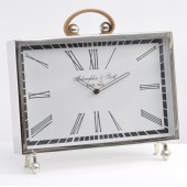Jefferson Rectangular Leather and Nickel Mantel Clock