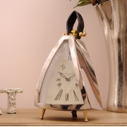 Isosceles Mantel Clock with Leather Handle