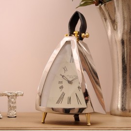 Isosceles Mantel Clock with Leather Handle