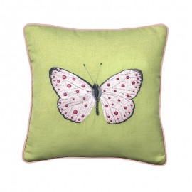 Embroidered Spotty Pink Butterfly-Cushion 
