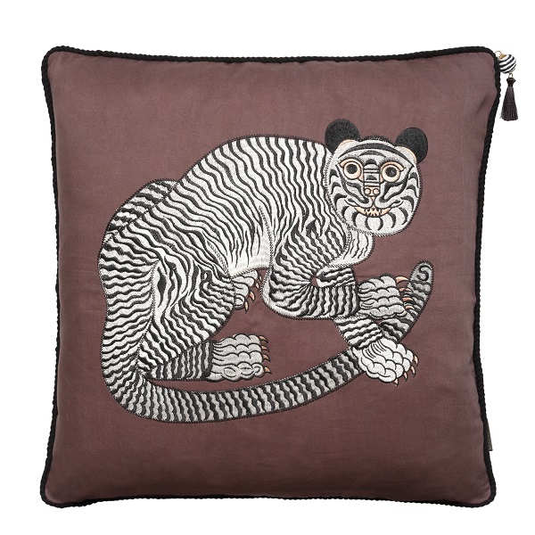 Fable Tiger Cushion - Taupe 
