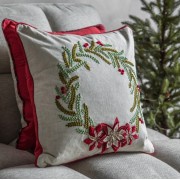 Poinsettia Wreath Cushion Natural