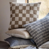 Check Woven Cushion - Taupe