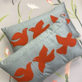 Handmade Bird Cushion – Orange 