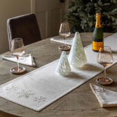 Luxe Cotton Snowflake Table Runner with Gold Embroidery (180cm)