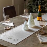 Luxe Cotton Snowflake Table Runner with Gold Embroidery (180cm)
