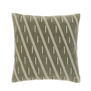 Noa Velvet Cushion Olive 45x45 | Embroidered Cotton Velvet | Feather Filled Home Decor
