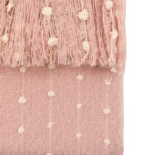 Rose Pink Faux Mohair Throw Blanket | Soft Woven Dottie Design 