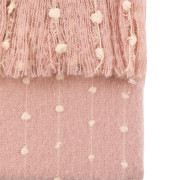Rose Pink Faux Mohair Throw Blanket | Soft Woven Dottie Design 