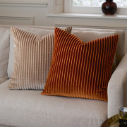Savoy Brick Stripe Velvet Cushion 50x50cm Feather Filled