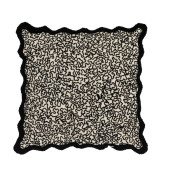 Scalloped Edge Cushion in Black Luxury Embroidered 