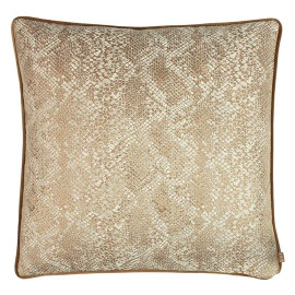 Snake Print Cushion Rust - Feather Insert Velvet Cushion