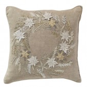 Wreath Cushion - Hand Embroidered