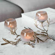 Floret Champagne Gold Brass Tealight Holder | Luxury Home Décor