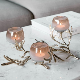 Floret Champagne Gold Brass Tealight Holder | Luxury Home Décor