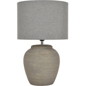 Etched Grey Ceramic Lamp with Shade – Large