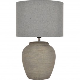 Etched Grey Ceramic Lamp with Shade – Large