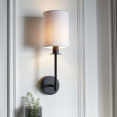 Black Matt Wall Light – Modern Lamp with Fabric Shade