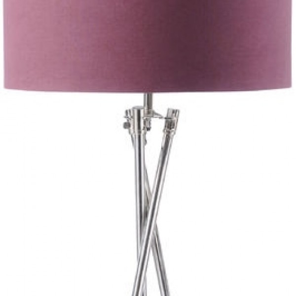 Nickel Tripod Floor Lamp With Burdy, Floor Lamp With Purple Shade