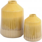 Yellow Stoneware Bottle Glazed Vase - Large 