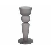 Frosted Grey Glass Pillar Candle Holder 