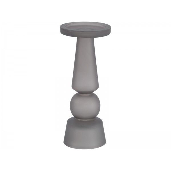 Frosted Grey Glass Pillar Candle Holder 