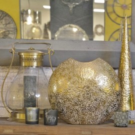 Mottled Gold Aluminium Disc Vase 