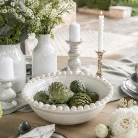 Mediterranean Large Cream ceramic Bowl | Decorative Ceramic Centrepiece