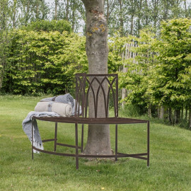 Outdoor Tree Bench Seat – Distressed Brown