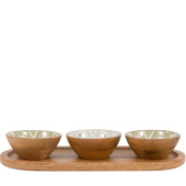 Wooden Nibble Bowls – Set of 3 with Serving Tray