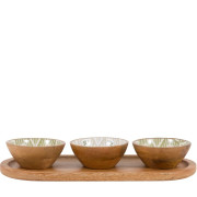 Wooden Nibble Bowls – Set of 3 with Serving Tray