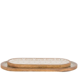 Wooden Serving Trays – Set of 2 Natural Mango Wood 
