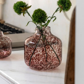 Confetti Vase Brown – Handblown Dappled Glass Vase 